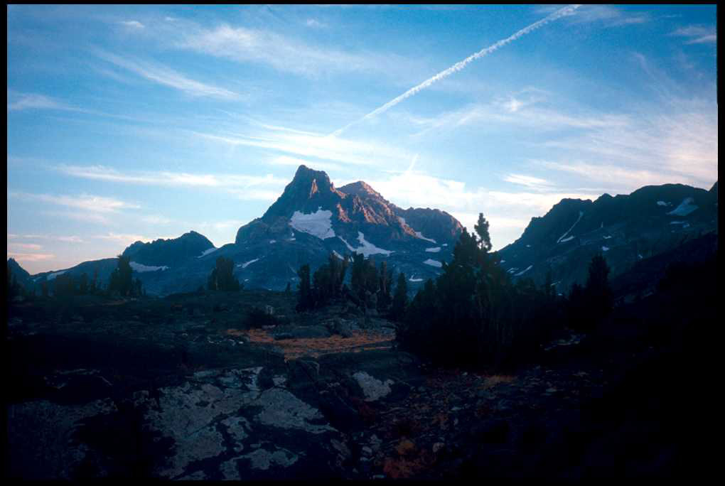 Sunset over Ritte
r/Banner,  John Muir Trail California, 2002