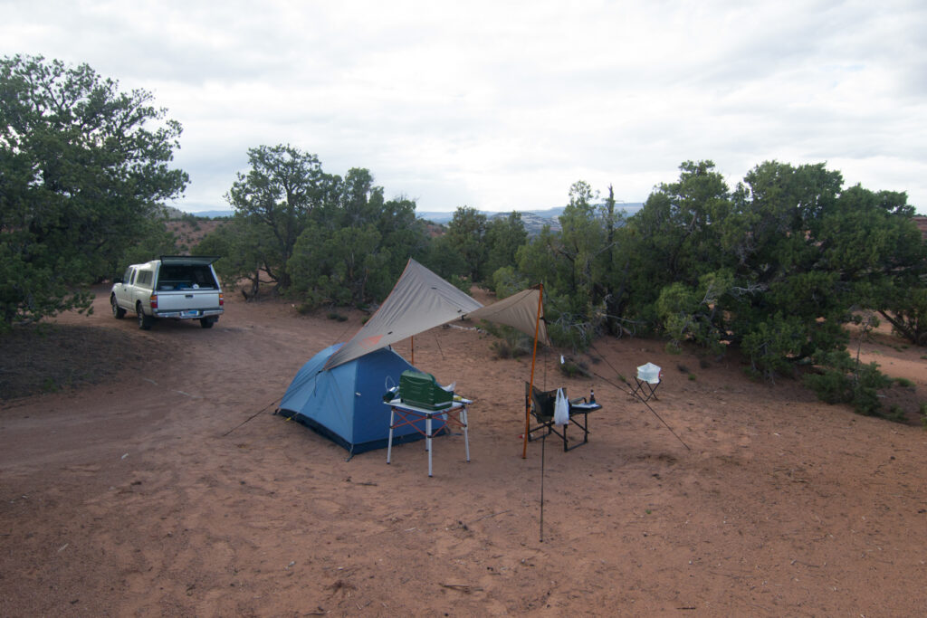 Tarp in use at camp in Escalante National Monument, Utah